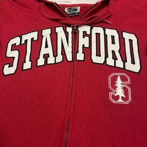 Y2K Stanford University Zip Hoodie Sweatshirt Small Red Stadium Athletics